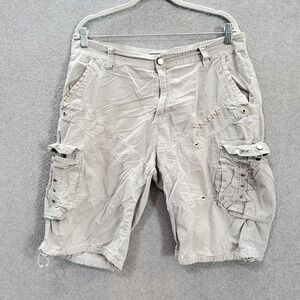 Steve's Jeans Men Shorts 34 Gray Cargo Pockets Mid Rise Casual 11" Inseam Summer